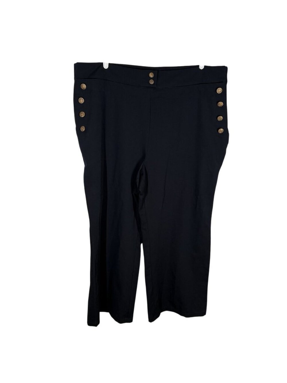 Unique Vintage Women Plus Sz 3X/20 Navy Blue Retro Nautical Wide Leg Sailor Pant